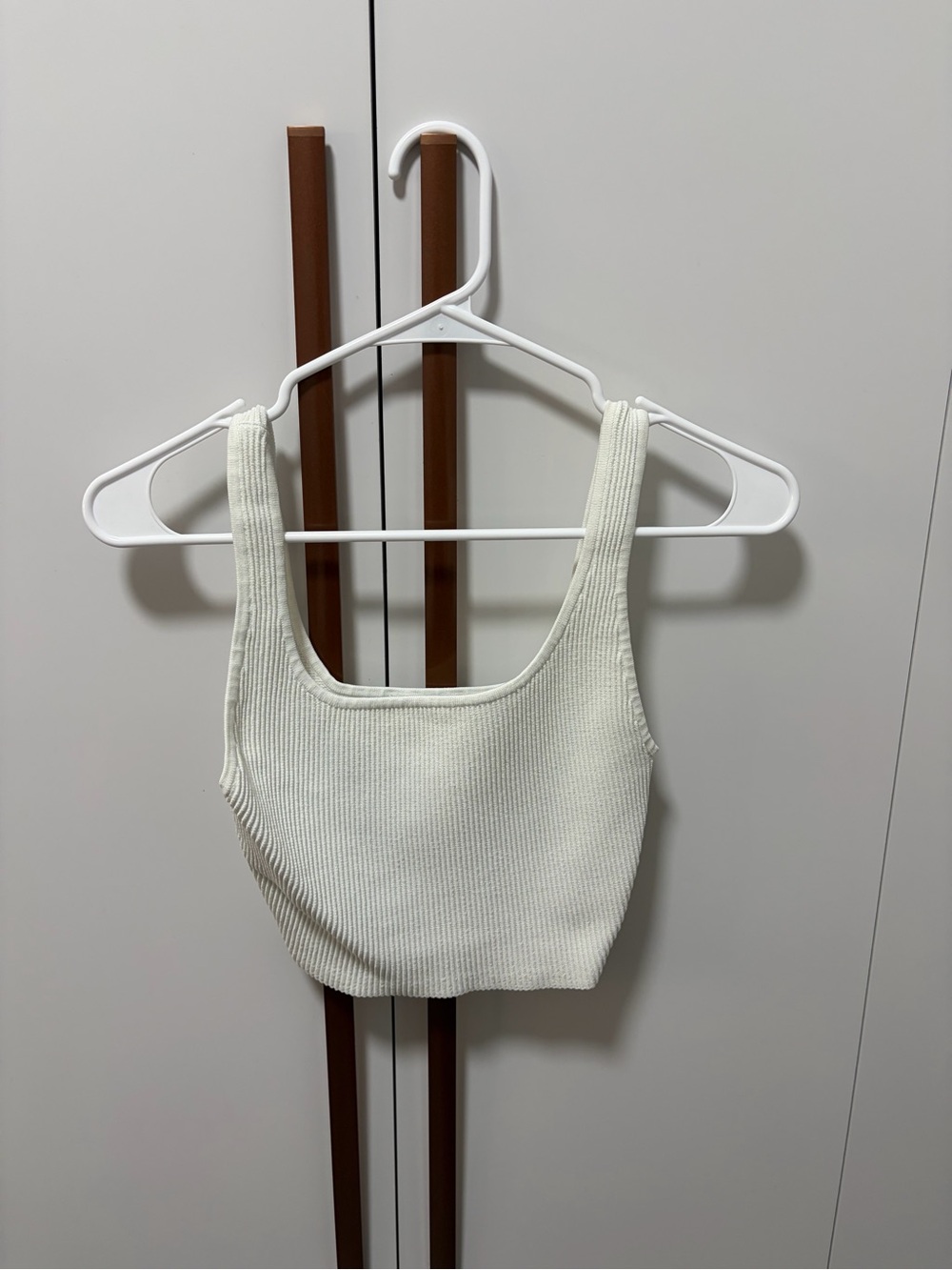 Babaton Cream Ribbed Square-Neck Tank